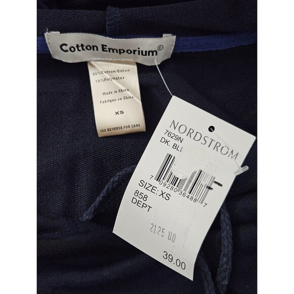 Cotton Emporium Size XS Blue & Black Camo Hooded Pullover Long Sleeve Shirt - Picture 4 of 9